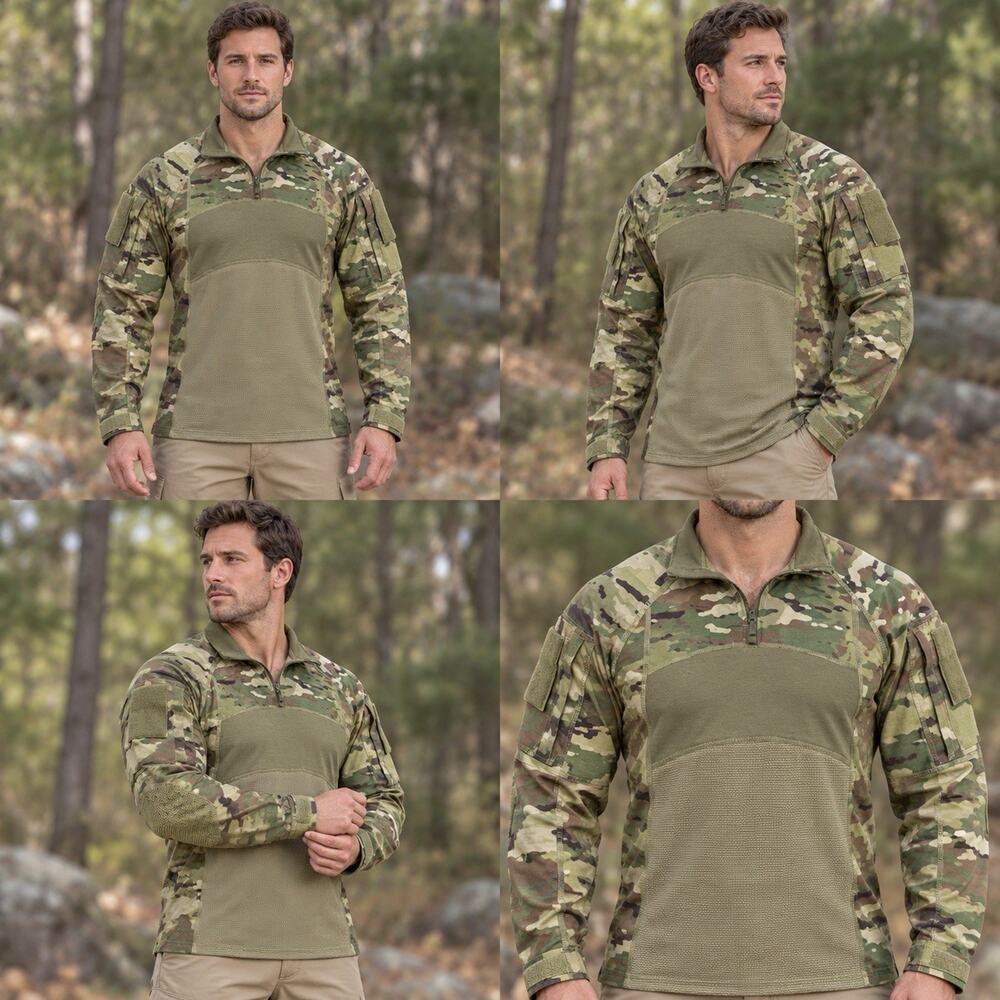 USGI Aurora Combat Shirt Mens Large OCP Camo FR Quarter Zip Made USA NWT